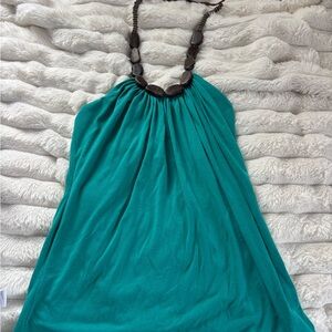 BCX Turquoise Halter Top with Beaded Detail